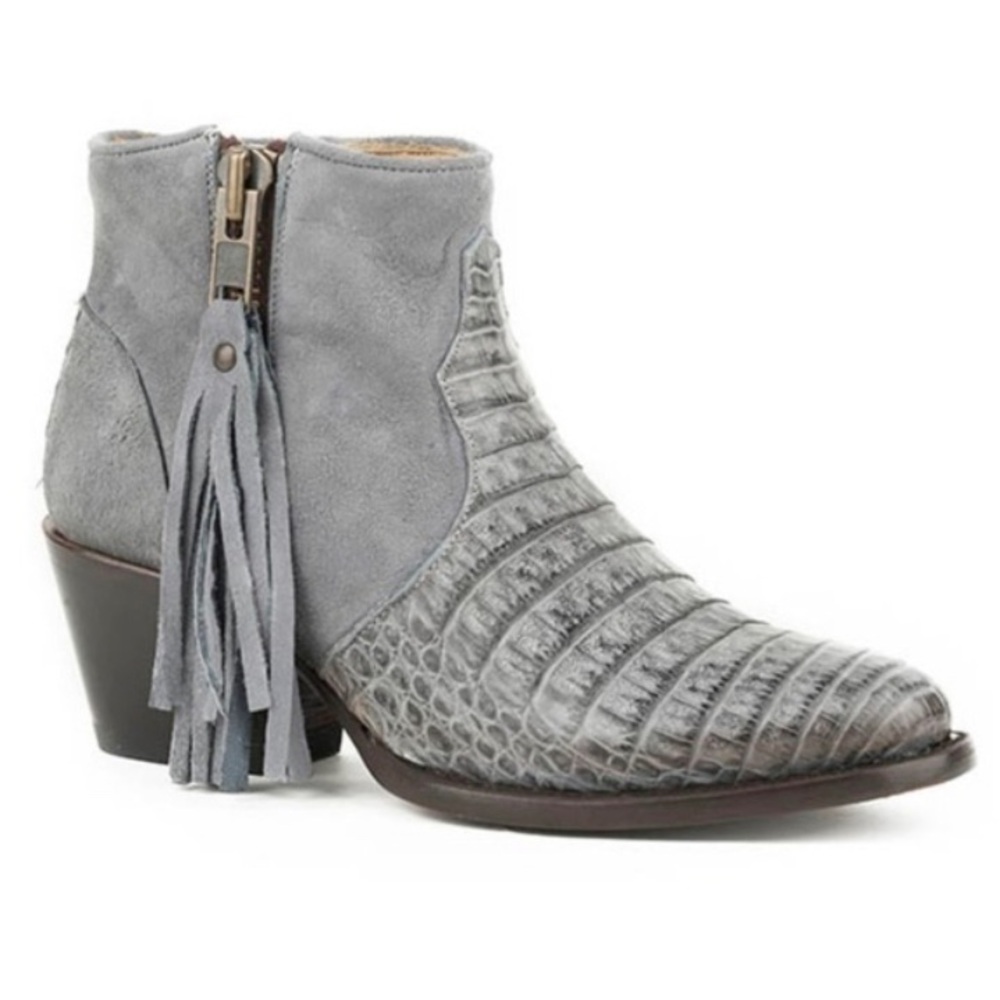 Stetson Women’s Paris Caiman Leather Boots Round Toe Leather Grey sz 12 Western